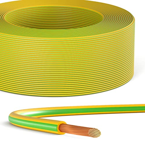 hb-digital 100m 6mm2 Erdungskabel H07V-K 1x6mm² Aderleitung flexibel Kupfer Litze Einzelader für PV Anlagen Solar Energieleitung Verdrahtungsleitung PVC Erdungsleitung feindrahtig grün-gelb von HB-DIGITAL