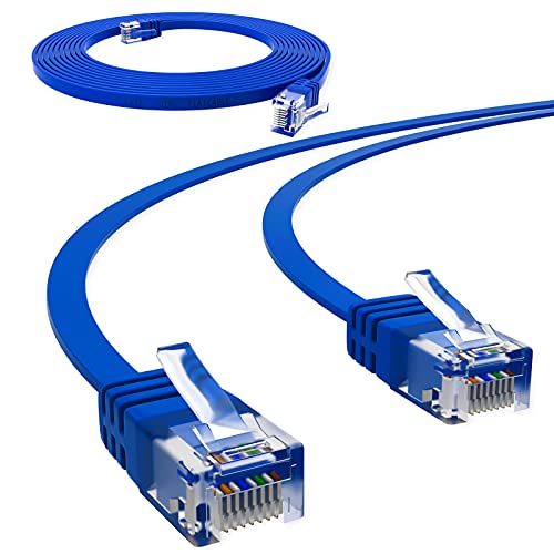 HB-DIGITAL 10m Netzwerkkabel LAN Flach Patchkabel mit RJ45 Stecker Kupfer PROFI Slim flexibel für Gigabit Ethernet kompatibel mit PC, Router, Switch, Modem, TV, Spiel Konsole Blau von HB-DIGITAL