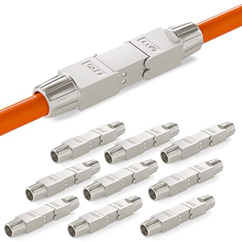 hb-digital 10x Cat.7 LSA werkzeugloser Netzwerkkabel verbinder CAT 7 STP feldkonfektionierbare Kupplung Adapter Verlängerung für LAN Verlegekabel Ethernet Installationskabel von HB-DIGITAL