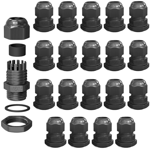 hb-digital 20х Kabelverschraubung M16 für 4-8mm Kabeldurchmesser IP68 staub- & wasserdicht mit Gummidichtung Gegenmutter Klemmlamellen Stopfbuchse Isolation Kabeleinführung - Schwarz von HB-DIGITAL