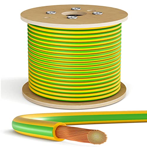 hb-digital 200m 16mm2 Erdungskabel H07V-K 1x16mm² Aderleitung flexibel Kupfer Litze Einzelader für PV Anlagen Solar Energieleitung Verdrahtungsleitung PVC Erdungsleitung feindrahtig grün-gelb von HB-DIGITAL