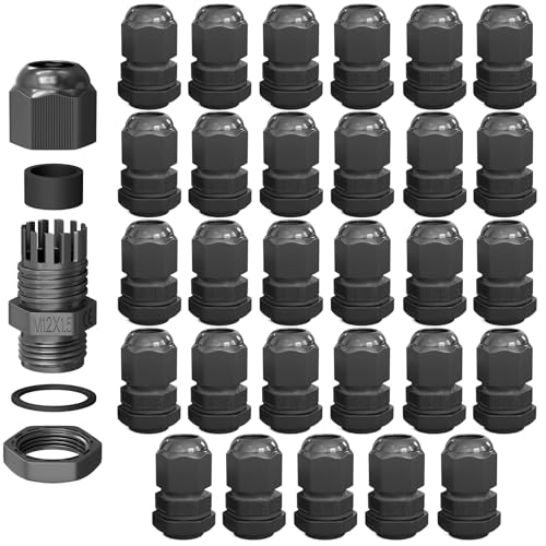 hb-digital 30х Kabelverschraubung M12 für 3-6,5mm Kabeldurchmesser IP68 staub- & wasserdicht mit Gummidichtung Gegenmutter Klemmlamellen Stopfbuchse Isolation Kabeleinführung - Schwarz hb-digital 30х Kabelverschraubung M12 für 3-6,5mm Kabeldurchmesser IP68 staub- & wasserdicht mit Gummidichtung Gegenmutter Klemmlamellen Stopfbuchse Isolation Kabeleinführung - Schwarz von HB-DIGITAL