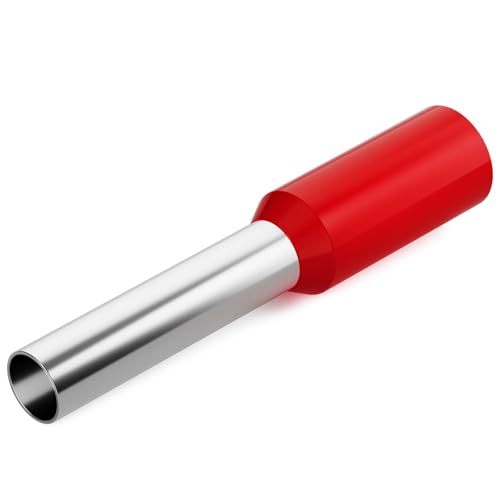 hb-digital 500 Stück isolierte Kupfer Aderendhülsen 1 mm² Länge 8 mm Crimp-Quetschverbinder aus Kupfer mit PVC-Isolierung für sichere Kabelverbindungen korrosionsbeständige Oberfläche - Rot von HB-DIGITAL