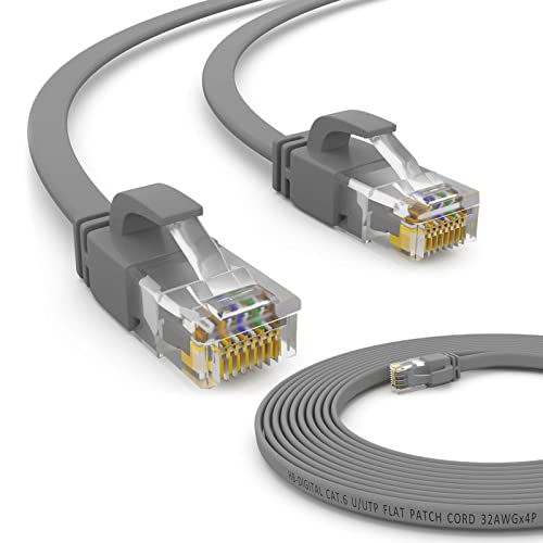 HB-DIGITAL 5m Netzwerkkabel LAN Flach Patchkabel mit RJ45 Stecker Kupfer Profi Slim flexibel für Gigabit Ethernet kompatibel mit PC, Router, Switch, Modem, TV, Spiel Konsole Grau von HB-DIGITAL