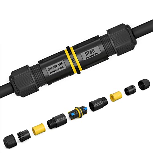 hb-digital Wasserdichte Abzweigdose IP68 2-Wege Verteilerdose Außen Schnellverbinder Klemmdose Drahtbereich 4mm-14mm Stromkabelkupplung 3-polig 0,5~2,5 mm² Verbindungsstück Verteilerdose von HB-DIGITAL