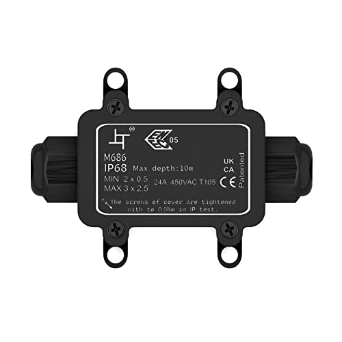 hb-digital Abzweigdose M686-2A IP68 2-Wege Verbindungsdose 3-polig 0,5~2,5 mm² Kabelverdrahtung Außenbereich Elektroinstallation 4-11 mm Stromkabelkupplung wasserdicht mit Verbindungsstück von HB-DIGITAL