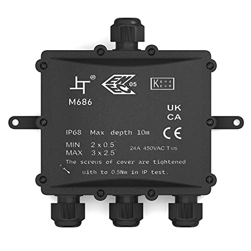 hb-digital Abzweigdose M686-S IP68 4-Wege Verbindungsdose 4-polig 0,5~2,5 mm² Kabelverdrahtung Außenbereich Elektroinstallation 4-14 mm Stromkabelkupplung wasserdicht mit Verbindungsstück von HB-DIGITAL