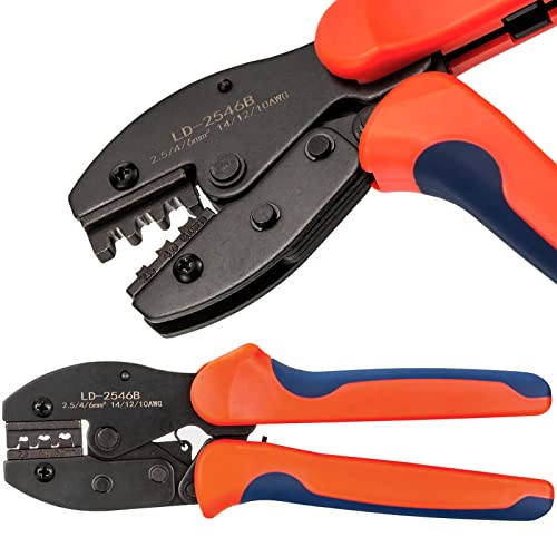 hb-digital Crimpzange für Solarstecker Ø 2,5/4 / 6 mm² Querschnitt Solar-Kontaktlamellen Präzisions-Crimpwerkzeug Solarkabel Strom Leitung Energie, hand crimping tool kit ROT von HB-DIGITAL