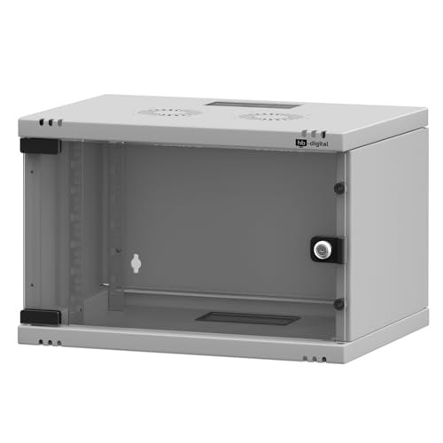 hb-digital Netzwerkschrank 19 Zoll 7HE Wandmontage mit Glastür - Sichttür Schloss Wandgehäuse für EDV Router Patchpanel - Traglast 60kg robust - Tiefe 400mm abschließbar mit Lüftung Unmontiert Grau hb-digital Netzwerkschrank 19 Zoll 7HE Wandmontage mit Glastür - Sichttür Schloss Wandgehäuse für EDV Router Patchpanel - Traglast 60kg robust - Tiefe 400mm abschließbar mit Lüftung Unmontiert Grau von HB-DIGITAL