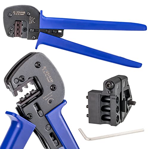 hb-digital Profi Crimpzange für Solarstecker Ø 2,5/4 / 6 mm² Querschnitt Solar-Kontaktlamellen Präzisions-Crimpwerkzeug Solarkabel Strom Leitung Energie, solar pv crimp tool kit BLAU von HB-DIGITAL