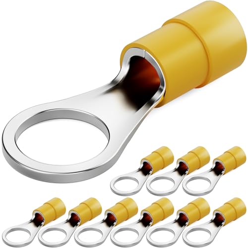 hb-digital 10 Stück Ringkabelschuh M10 isoliert 4-6mm² elektrische Kabelverbindung robuster PVC-Schutz Kupfer verzinnt für Haushalts- und Industrieinstallationen - Gelb von HB-DIGITAL