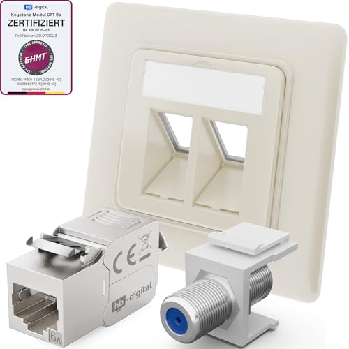 hb-digital 5X Anschlussdose Netzwerkdose LAN Dose Unterputz mit RJ45 Keystone Modul CAT 6a und vernickelt F-Verbinder Keystone F-Buchse Keystone-Halterung Adapter - Reinweiss hb-digital 5X Anschlussdose Netzwerkdose LAN Dose Unterputz mit RJ45 Keystone Modul CAT 6a und vernickelt F-Verbinder Keystone F-Buchse Keystone-Halterung Adapter - Reinweiss von HB-DIGITAL