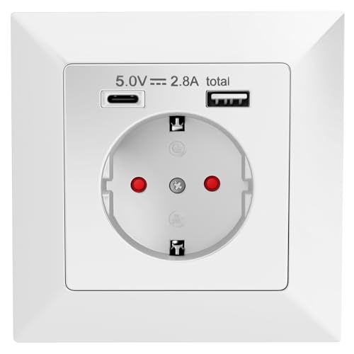 hb-digital Steckdose 1x Schutzkontakt 1x USB-A 1x USB-C Steckdosenleiste 14W Gesamtleistung 5V Ladegerät Energieeffizienz>80% Steckdosenadapter RoHS- REACH-konform Einbautiefe 32 mm für Innenbereich hb-digital Steckdose 1x Schutzkontakt 1x USB-A 1x USB-C Steckdosenleiste 14W Gesamtleistung 5V Ladegerät Energieeffizienz>80% Steckdosenadapter RoHS- REACH-konform Einbautiefe 32 mm für Innenbereich von HB-DIGITAL