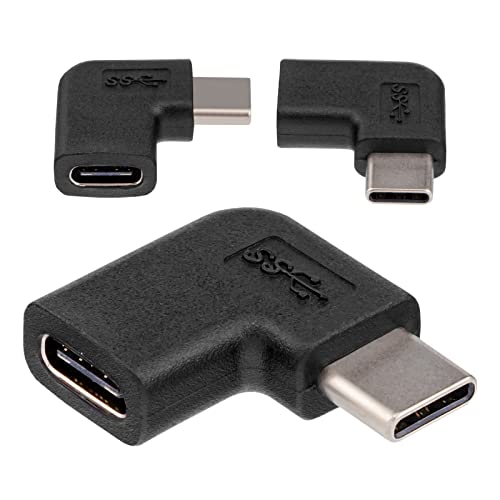 HB-DIGITAL USB-C 3.1 Adapter 90º Winkel links/rechts USB Type-C Stecker (männlich) auf USB Type-C Buchse (weiblich) Kupplung PVC C-plug C-socket Übergang Drucker PS4 PC Laptop Festplatte Ladegeräte von HB-DIGITAL