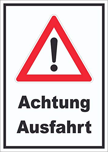 Achtung Ausfahrt Symbol Aufkleber A2 (420x594mm) von HB-Druck