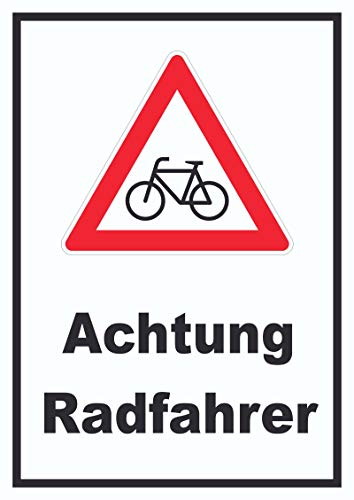 Achtung Radfahrer Fahrräder Schild A3 (297x420mm) von HB-Druck