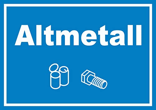 Altmetall Mülltrennung Schild Text Symbol Blech Dose Schraube waagerecht A3 (297x420mm) von HB-Druck