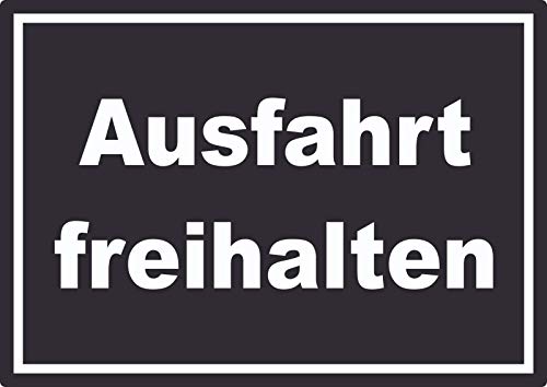 Ausfahrt freihalten Schild weiß-schwarz A5 Rückseite selbstklebend von HB-Druck