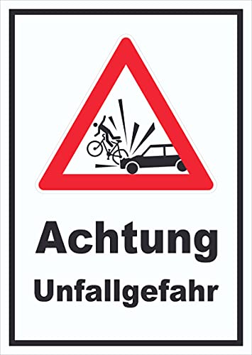 Auto und Fahrradfahrer Unfall Schild A6 (105x148mm) von HB-Druck