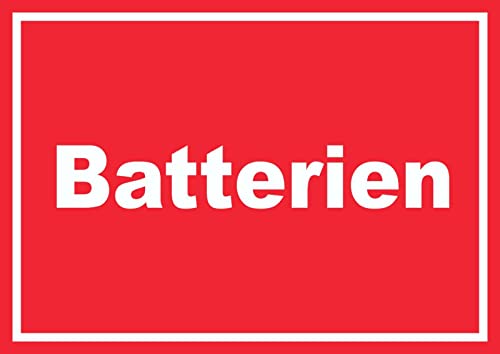 Batterien Mülltrennung Schild mit Text waagerecht A6 Rückseite selbstklebend von HB-Druck