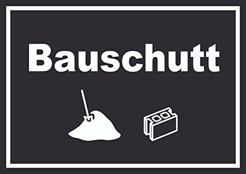 Bauschutt Mülltrennung Schild Text Symbol Ziegel Baustein waagerecht A4 (210x297mm) von HB-Druck