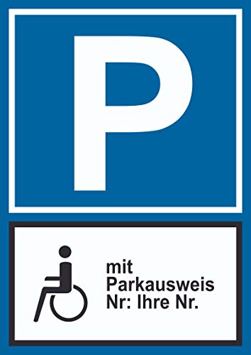 Behinderten Parkplatz mit Parkausweis Schild A3 (297x420mm) von HB-Druck