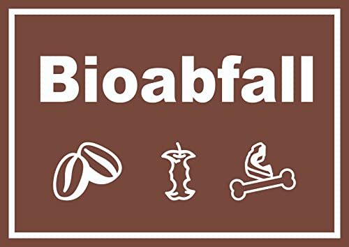 Bioabfall Mülltrennung Schild Text Symbol Essen waagerecht A5 Rückseite selbstklebend von HB-Druck