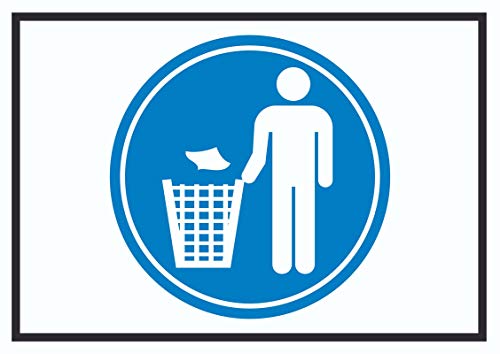 Bitte Abfalleimer benutzen Symbol Schild A4 Rückseite selbstklebend von HB-Druck