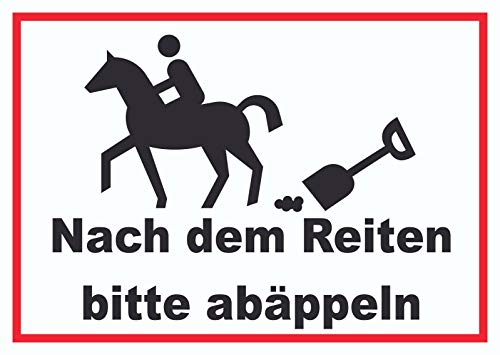 Bitte abäppeln Schild Pferde, Reitplatz A3 (297x420mm) von HB-Druck