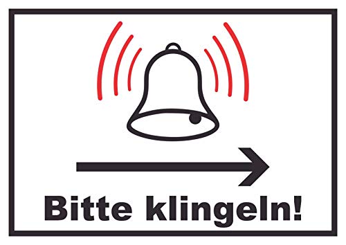 Bitte klingeln Richtungspfeil rechts Schild A6 (105x148mm) von HB-Druck