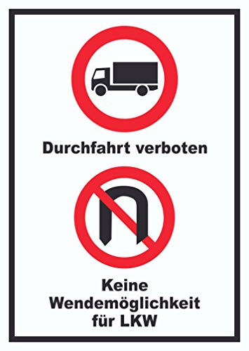 Durchfahrt verboten LKW Keine Wendemöglichkeit für LKW A1 (594x841mm) Schild von HB-Druck