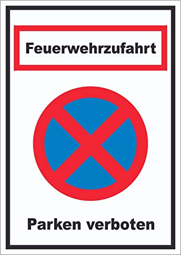 Feuerwehrzufahrt Parken verboten Aufkleber A2 (420x594mm) von HB-Druck