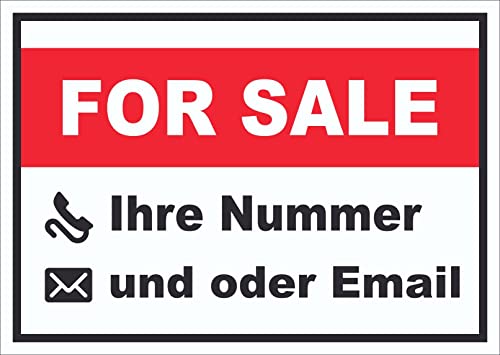 For Sale Schild mit Wunschtext A3 Rückseite selbsklebend von HB-Druck