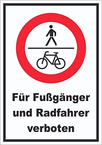 Für Fußgänger und Radfahrer verboten Aufkleber A2 (420x594mm) von HB-Druck