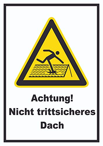 HB-Druck Achtung Nicht trittsicheres Dach A4 Rückseite selbstklebend Schild von HB-Druck