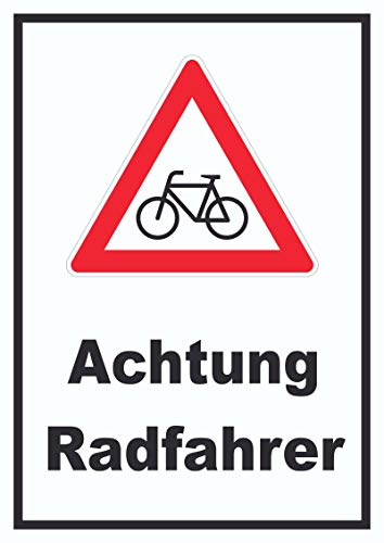 Achtung Radfahrer Fahrräder Schild A2 (420x594mm) von HB-Druck