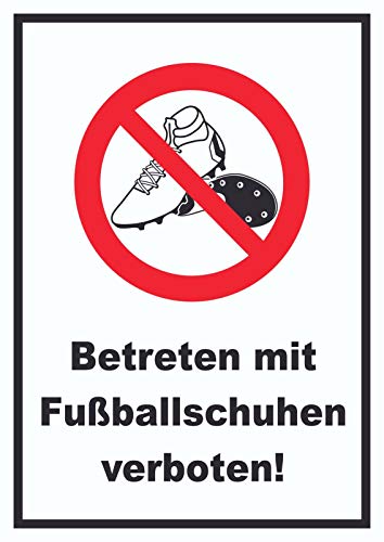 HB-Druck Betreten mit Fussballschuhen verboten! Schild A3 Rückseite selbstklebend von HB-Druck