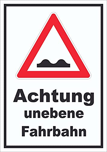 HB-Druck Schild Achtung unebene Fahrbahn A3 Rückseite selbstklebend von HB-Druck