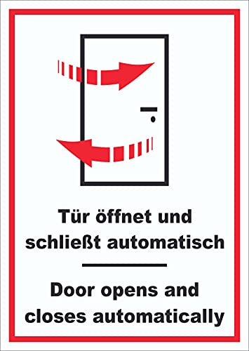 Schild Tür automatisch Door automatic hochkant A6 (105x148mm) von HB-Druck