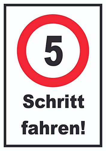 HB-Druck Schritt Fahren 5 km/h Schrittgeschwindigkeit Schild Langsam Fahren A3 (297x420mm) von HB-Druck