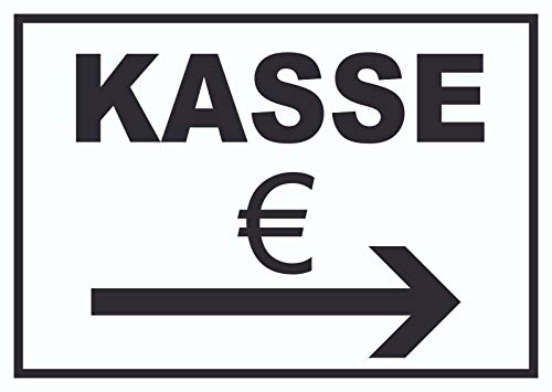 Kasse rechts Schild A4 Rückseite selbstklebend von HB-Druck