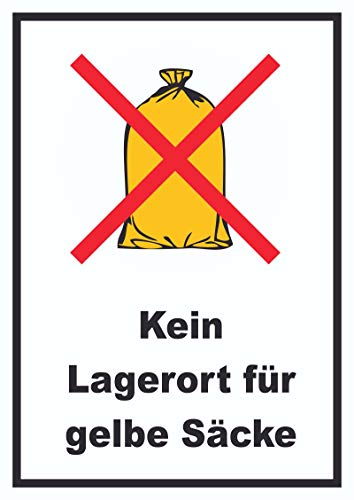 Kein Lagerort für Gelbe Säcke Schild A4 (210x297mm) von HB-Druck