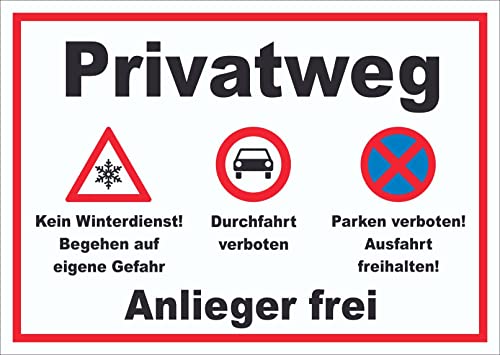 Privatweg KeinWinterdienst Durchfahrt Parken verboten Schild A3 Rückseite selbstklebend von HB-Druck