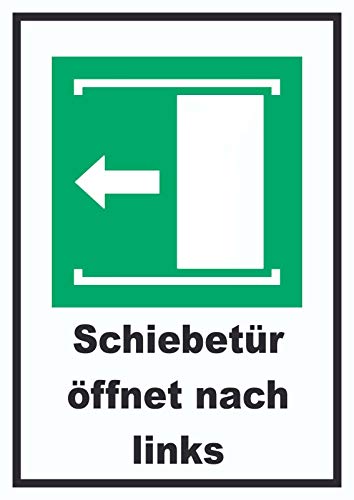 Schiebetür öffnet nach links A4 Rückseite selbstklebend Schild von HB-Druck