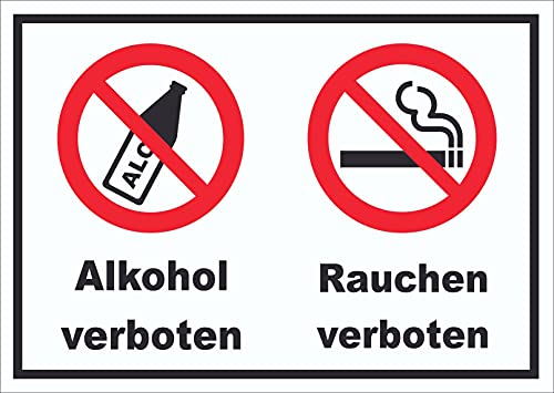 Schild Alkohol Rauchen verboten A4 (210x297mm) von HB-Druck