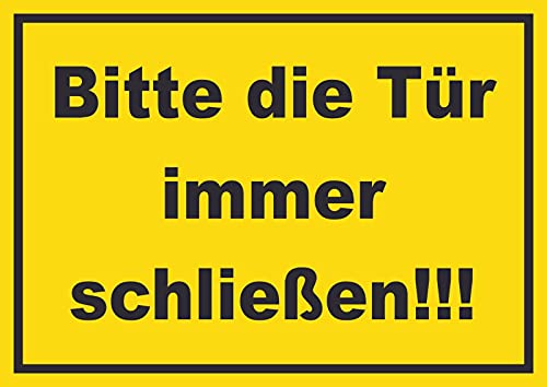 Schild Bitte die Tür immer schließen gelb-schwarz A6 Rückseite selbstklebend von HB-Druck