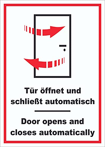 Schild Tür automatisch Door automatic hochkant A4 Rückseite selbstklebend von HB-Druck