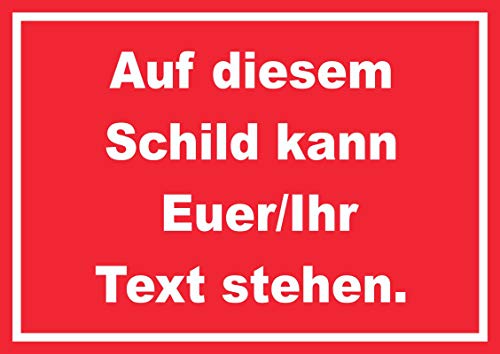 Schild mit Wunschtext waagerecht Text Weiss Hintergrund rot A2 (420x594mm) von HB-Druck