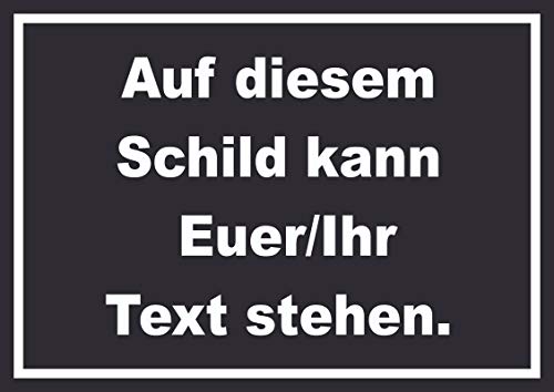 Schild mit Wunschtext waagerecht Text weiss Hintergrund schwarz A3 (297x420mm) von HB-Druck