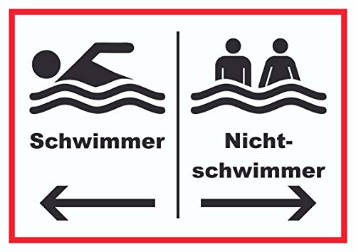 Schwimmer Nichtschwimmer Schild A3 (297x420mm) von HB-Druck